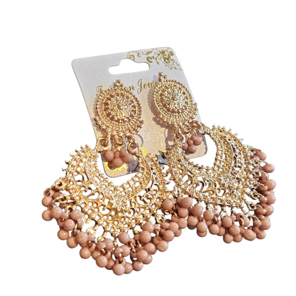NWT - Elegant Gold and Pink Dangle Earrings